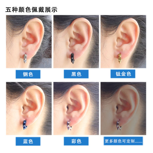 Cross-border rivet titanium steel earrings, anti-fade sharp spikes punk trendy men's and women's stainless steel earrings factory wholesale
