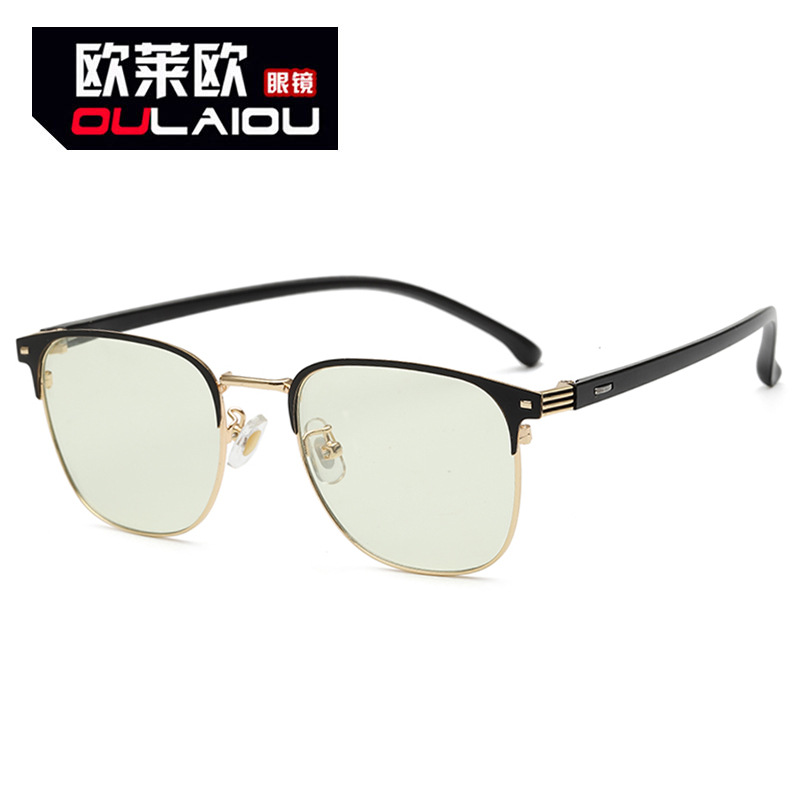 Ole 2025 new anti-blue light glasses discoloration men tr90 mirror legs polarized discoloration non-power flat women