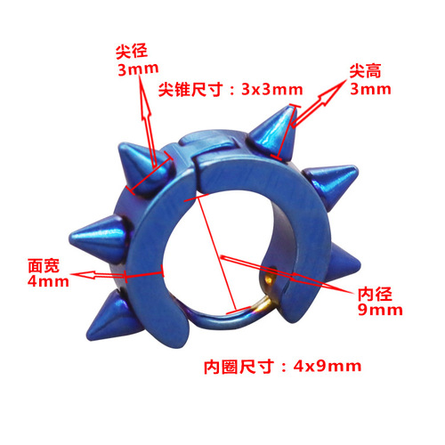 Cross-border rivet titanium steel earrings, anti-fade sharp spikes punk trendy men's and women's stainless steel earrings factory wholesale