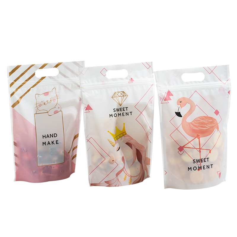 Nuevo bolso con cremallera envasado de alimentos copo de nieve para hornear galletas crujientes aperitivos turrón auto-permanente bolsa de autosellado