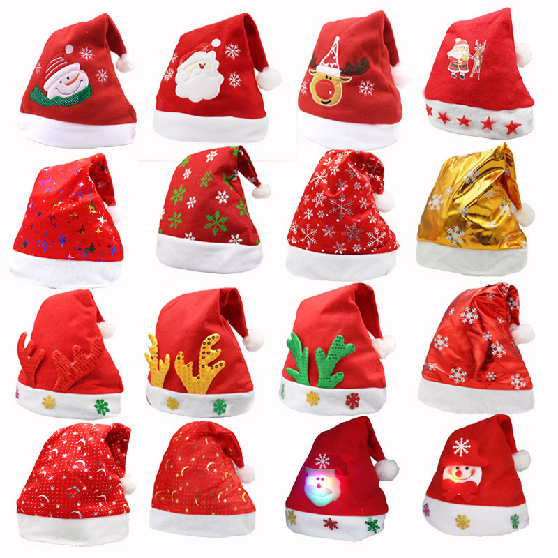 Creative Hot Selling Christmas Gift Decorations Cartoon Brushed Fabric Children's Christmas Brushed Hat Wholesale