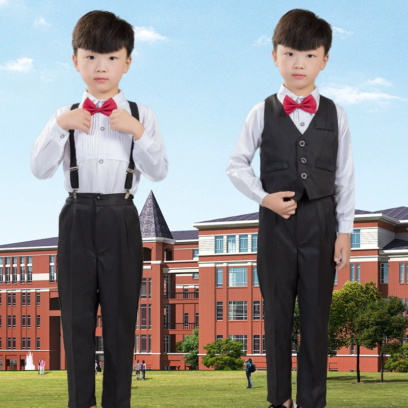 Детский новогодний праздничный костюм, платье для девочки-цветочка, платье для хора, костюм для выступления хозяина на подтяжках