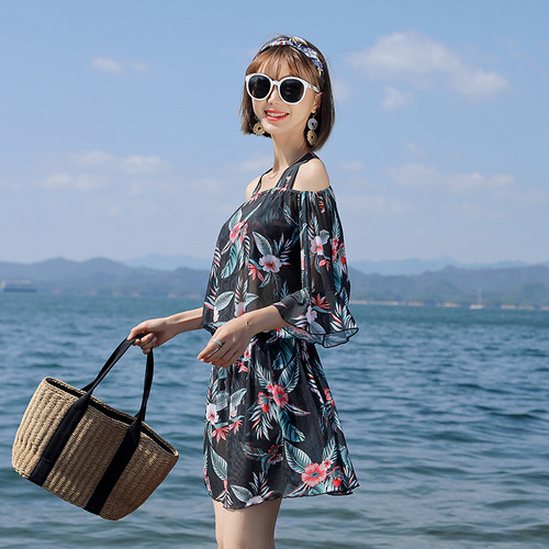  new women's Korean style conservative split swimsuit cross-border beach three-piece surf swimsuit for women