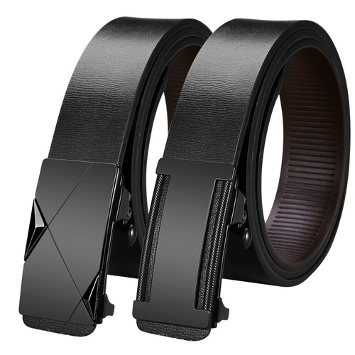 Men's genuine leather invisible toothless automatic buckle belt, unisex versatile casual pure cowhide business pants belt for wholesale
