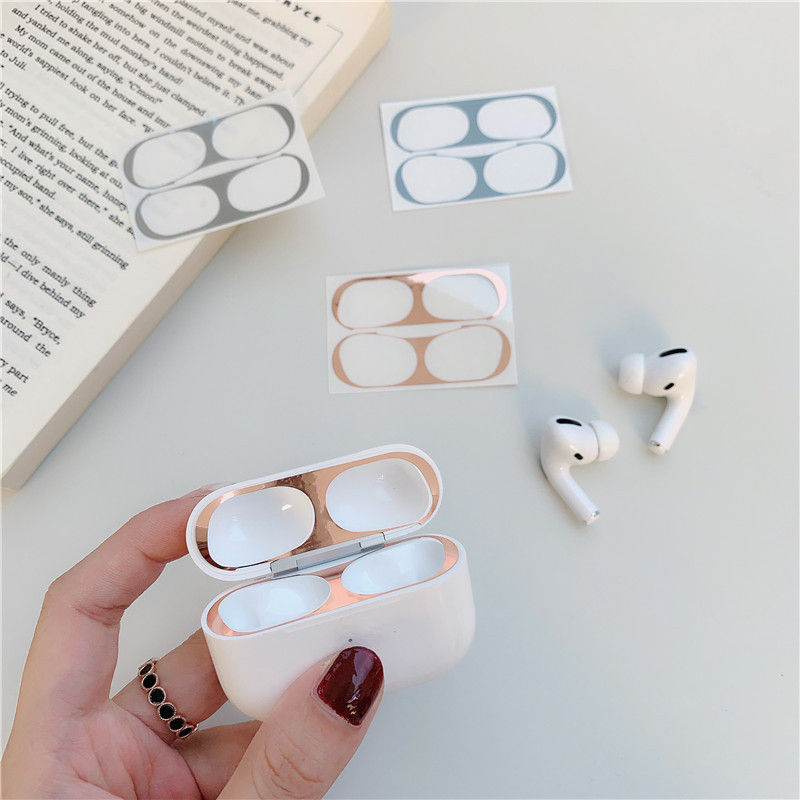 Suitable for AirPods Pro Dustproof Stickers, Apple 2/3 Generation Metal Stickers, Bluetooth Earphone Inner Cover Protective Film, Anti-Fall