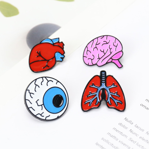 European and American new heart human organ lung brooch wholesale exaggerated brain eyes cartoon badge lapel pin