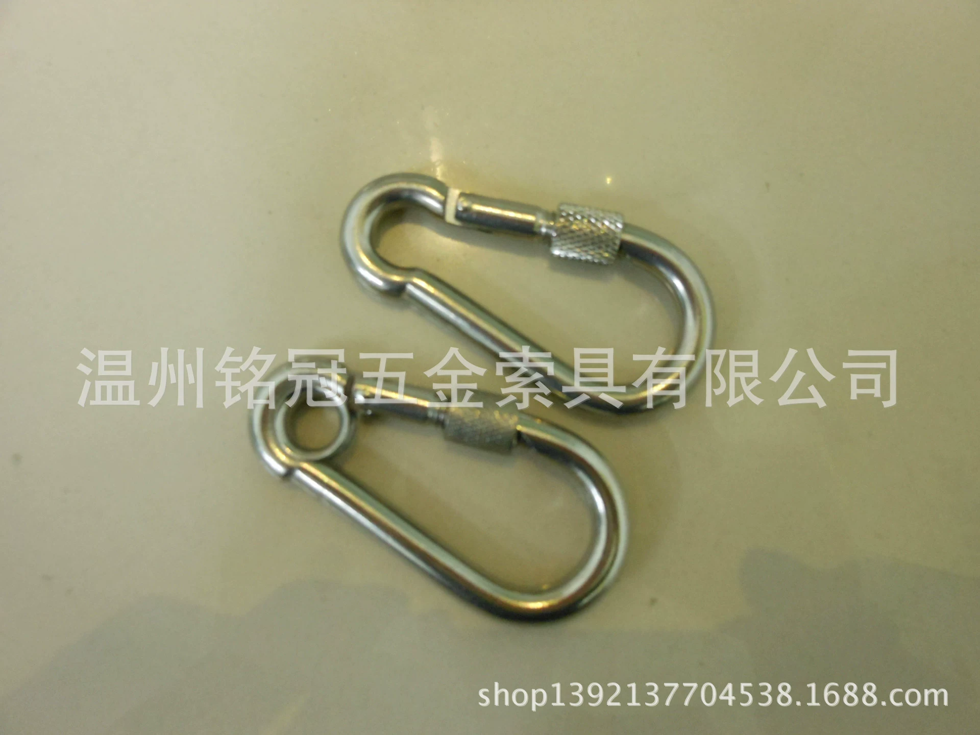 铭冠索具 Supply stainless steel quick connect ring carabiner with nut and loop spring hook