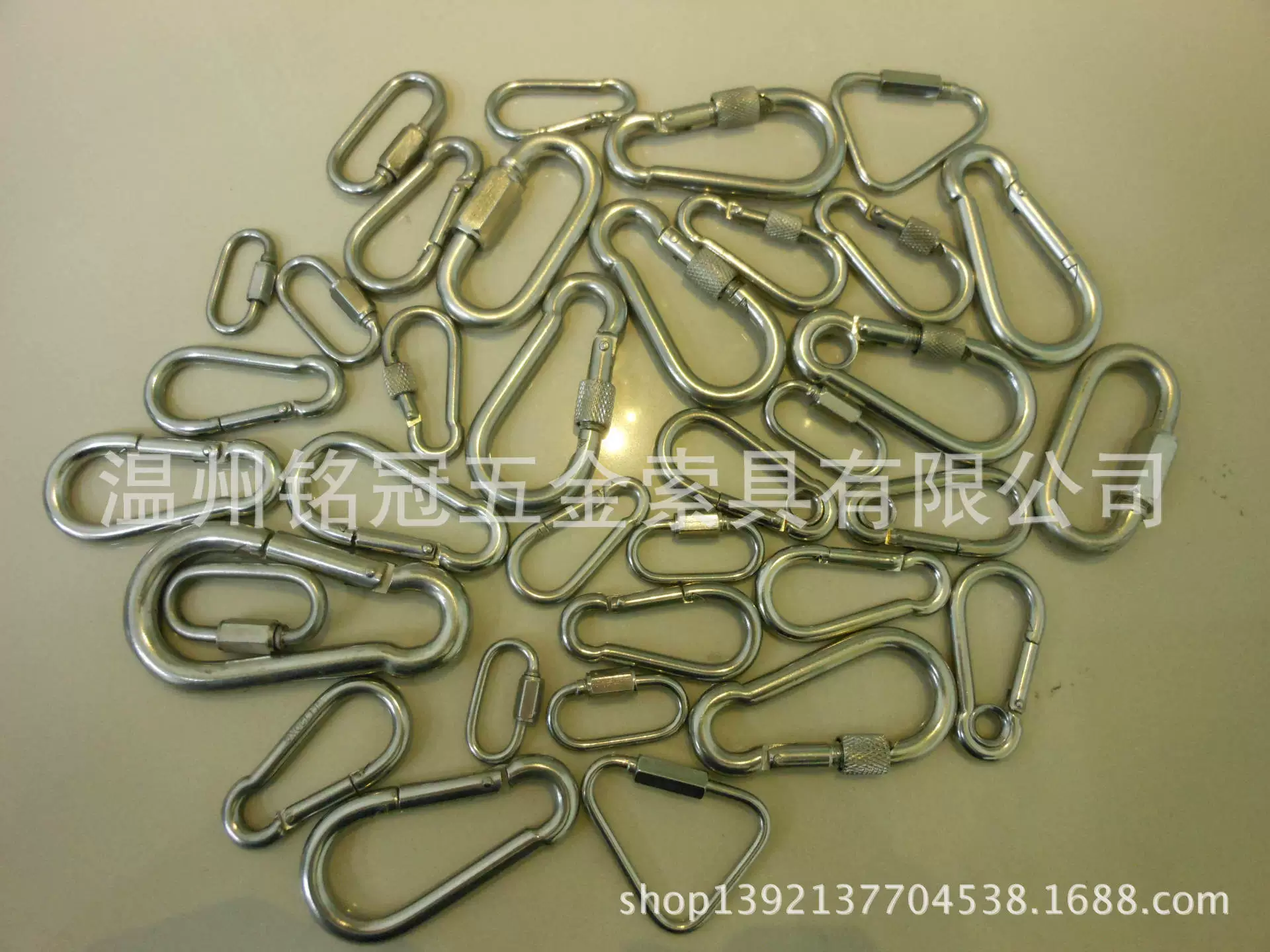 铭冠索具 Supply stainless steel quick connect ring carabiner with nut and loop spring hook