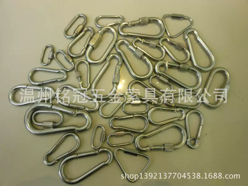 铭冠索具 Supply stainless steel quick connect ring carabiner with nut and loop spring hook