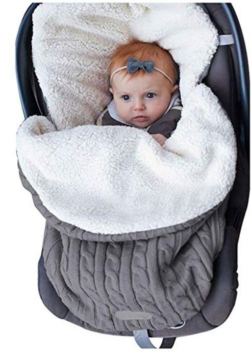 Saco de dormir de lana para cochecito de bebé, estilo europeo y americano, cálido y engrosado