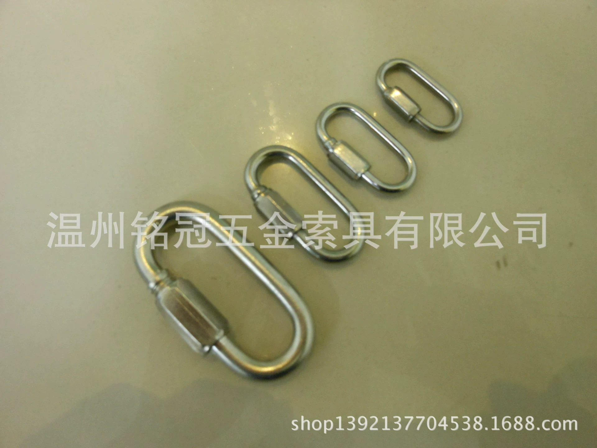 铭冠索具 Supply stainless steel quick connect ring carabiner with nut and loop spring hook