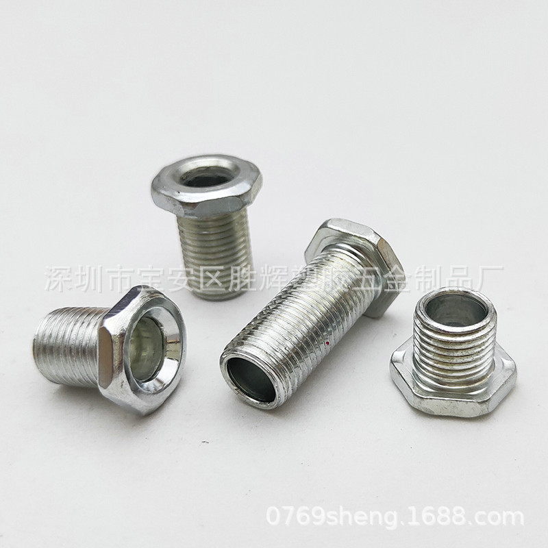 M10*1*18六角空心螺丝 外牙T型螺母 带头牙节 灯饰细牙螺栓
