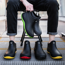 新款低帮雨鞋男时尚短筒雨靴加绒保暖户外洗车厨房防滑防水鞋批发