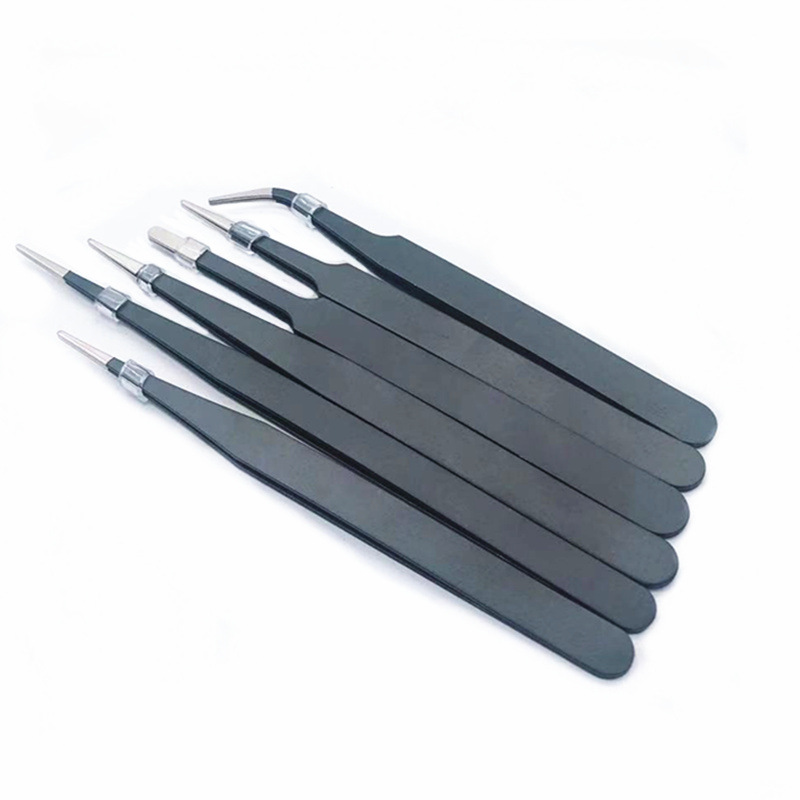 Precio bajo cabeza roma ESD pinzas de acero inoxidable cabeza redonda cabeza plana nie conjunto combinación desmontaje electrónico herramienta de reparación