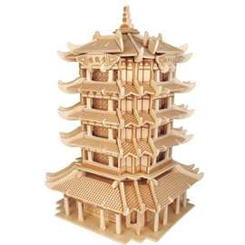 3d木质立体拼图四联冲压 仿真木制模型 地摊批发一件代发儿童玩具
