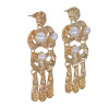 Golden fashionable earrings from pearl, European style, internet celebrity, wholesale