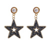 Golden fashionable earrings from pearl, European style, internet celebrity, wholesale