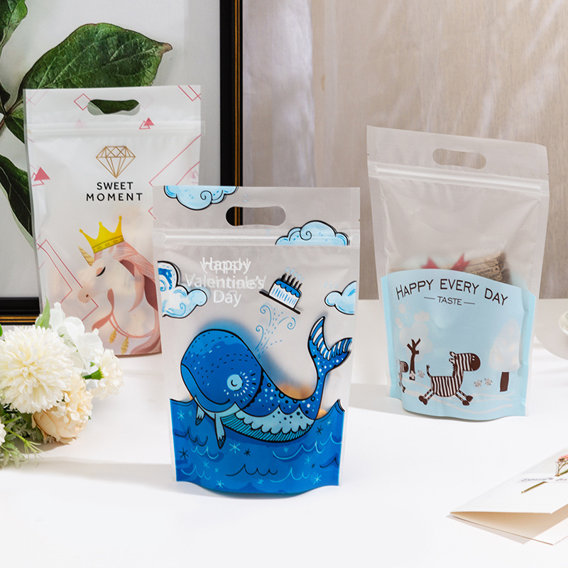 Nuevo bolso con cremallera envasado de alimentos copo de nieve para hornear galletas crujientes aperitivos turrón auto-permanente bolsa de autosellado