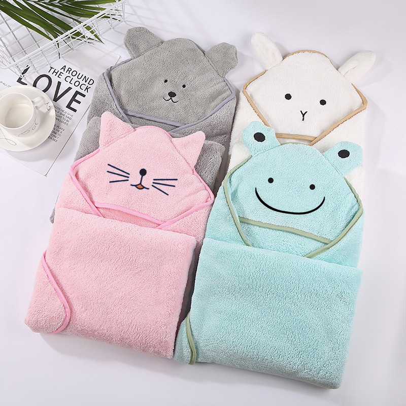 Factory direct supply coral fleece children's bath towel cute cartoon animal hooded towel strong absorbent quick-drying cloak wholesale Factory direct supply coral fleece children's bath towel cute cartoon animal hooded towel strong absorbent quick-drying cloak wholesale