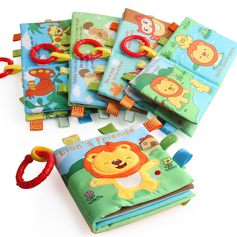 Nuevo libro de tela juguetes de educación temprana bebé inglés libro de palma para niños Cognición animal papel a prueba de lágrimas LT4960 image 4
