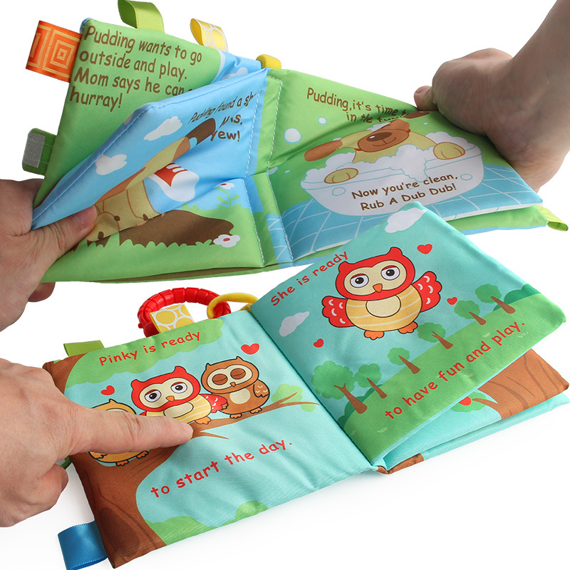 Nuevo libro de tela juguetes de educación temprana bebé inglés libro de palma para niños Cognición animal papel a prueba de lágrimas LT4960 image 6