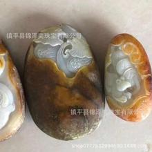 天然新疆和田玉籽料原石手把件人物花鸟把件红糖白肉青花籽石批发