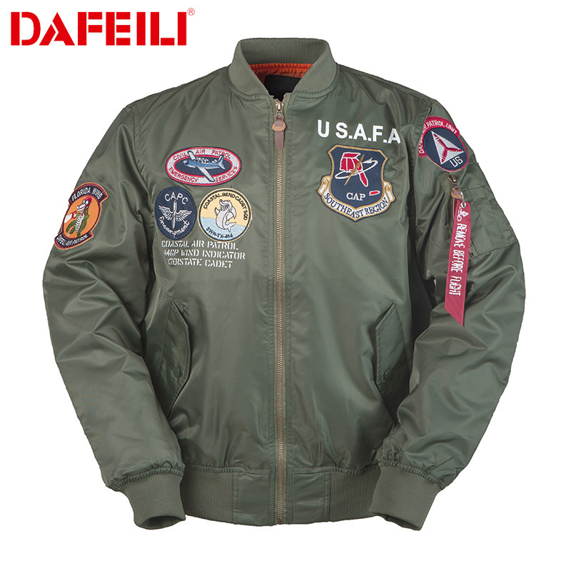 2025 New Trendy American Men's Spring and Autumn Thin Ma-1 Air Force Pilot Jacket Badge Embroidered Functional Jacket