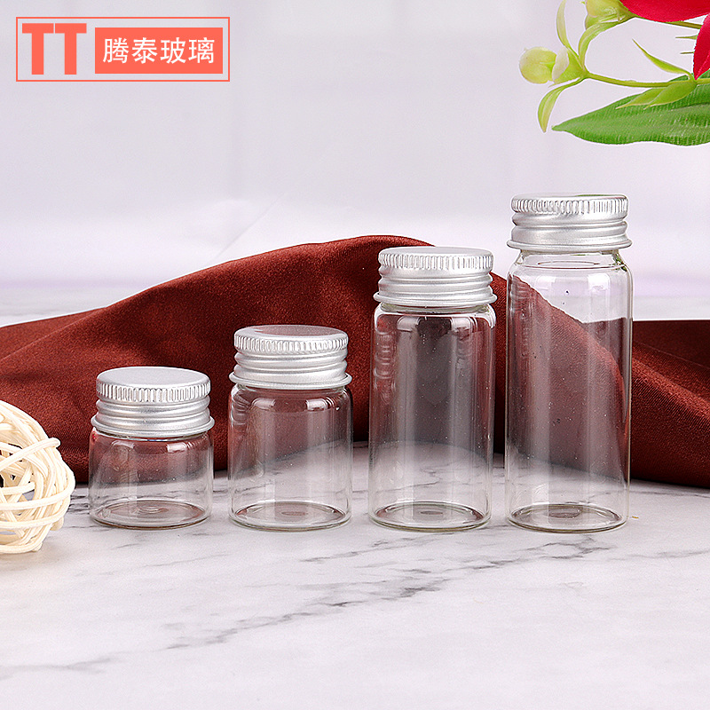 27螺口管制瓶透明玻璃试剂瓶铝盖管制胶囊瓶分装瓶规格齐全