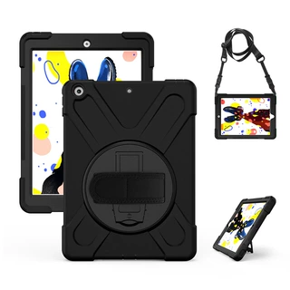 海盗王适用iPad 10.2 2019背带手带硅胶保护套PC旋转支架平板后壳