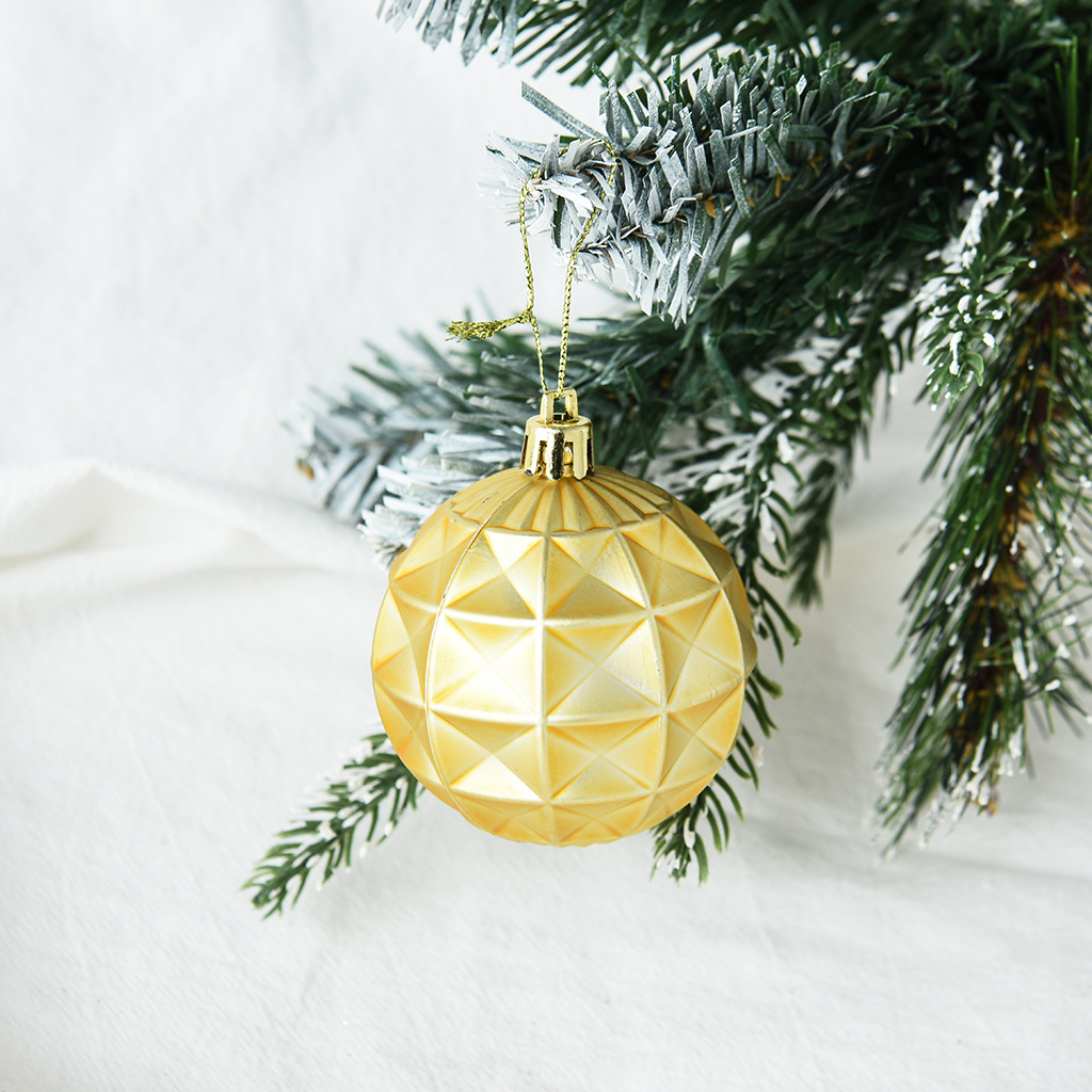 Juego de bolas navideñas irregulares de plástico mate de 6 cm, decoración para árbol de Navidad, bolas colgantes en un cubo