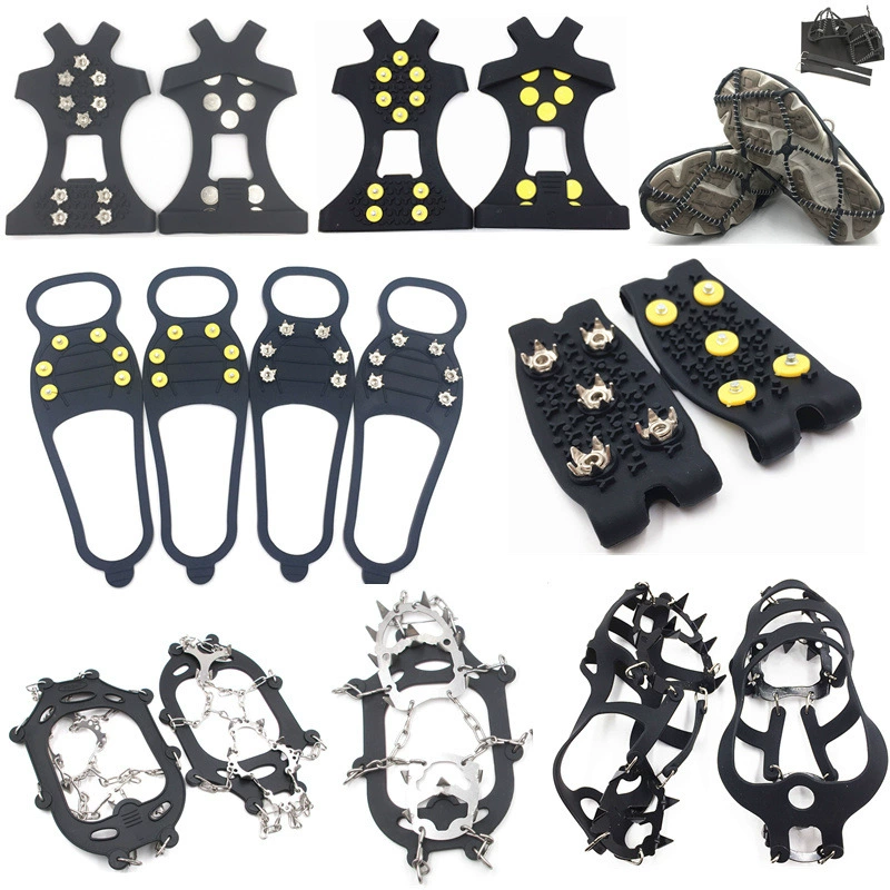 10 зубьев силиконовые ледяные когти противоскользящие бахилы 10 гвоздей снежные нескользящие бахилы на открытом воздухе альпинизм 19 зубьев силиконовые ледяные когти