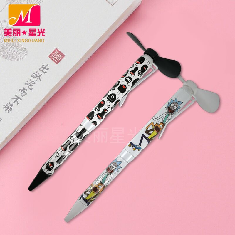 Los fabricantes venden al por mayor nuevos estudiantes mini lápiz de ventilador publicidad publicidad impresión en color patrón lápiz de ventilador de metal puede imprimir logotipo