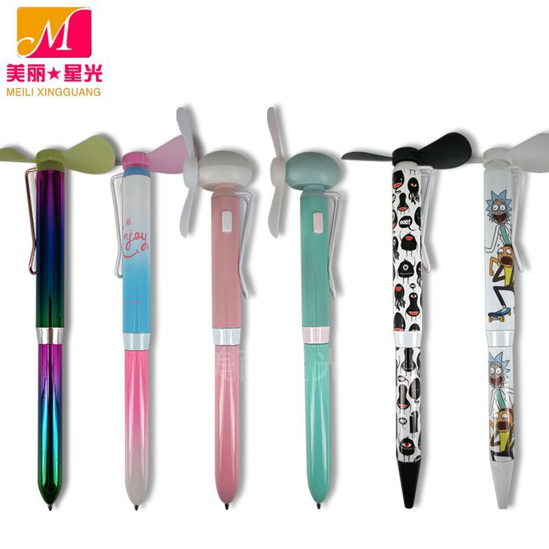 Los fabricantes venden al por mayor nuevos estudiantes mini lápiz de ventilador publicidad publicidad impresión en color patrón lápiz de ventilador de metal puede imprimir logotipo