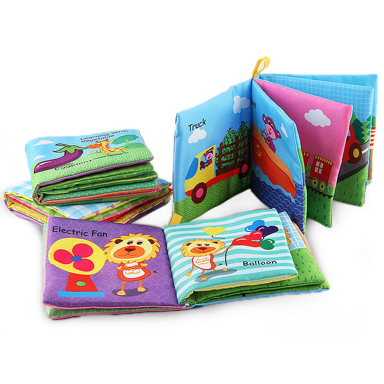 Exportación transfronteriza libro de tela para bebés juguetes de educación temprana para bebés cognición inglesa lavable papel sin lágrimas BB llamada