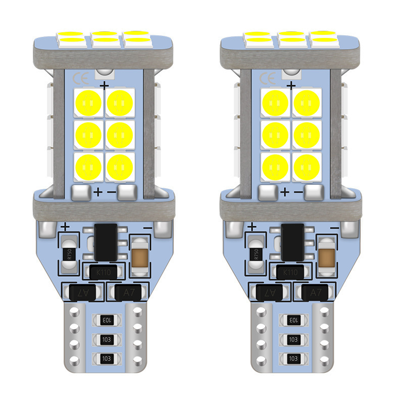 Transfronteriza nueva luz LED del coche T15 Luz de marcha atrás 3030 + 24SMD + w16w + decodificación de luz de corriente constante de presión amplia