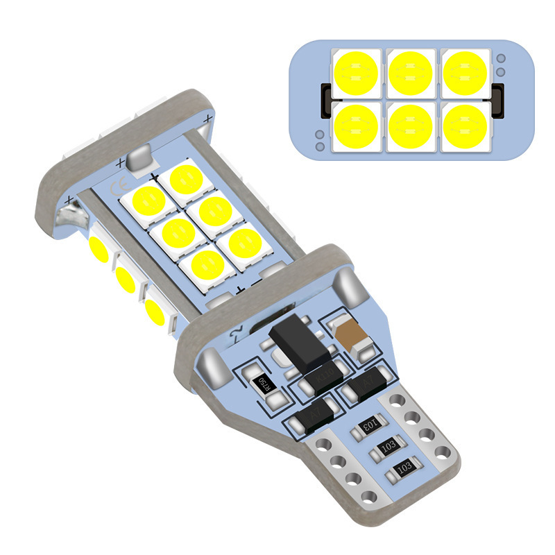 Transfronteriza nueva luz LED del coche T15 Luz de marcha atrás 3030 + 24SMD + w16w + decodificación de luz de corriente constante de presión amplia