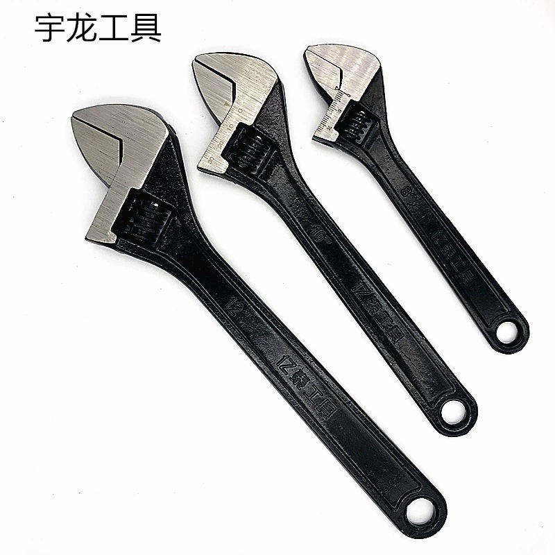 Заводская прямая ковка из чистой стали черный разводной ключ 8 дюймов 10 дюймов 12 дюймов Универсальный разводной ключ