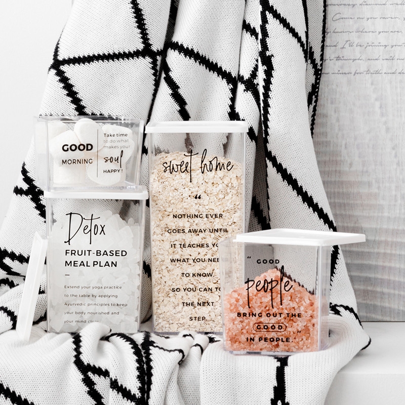 Tarro sellado caja de almacenamiento de grano transparente Cocina Comida caja de plástico botella de aperitivos frasco de almacenamiento a prueba de humedad