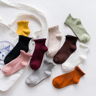 Spring and autumn new women's socks Japanese fungus lace short tube cotton socks cotton ladies short boots boat Socks wholesale