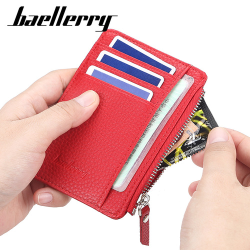 baellerry new multi-functional ultra-thin zipper short driver's license bank card holder for men and women wholesale