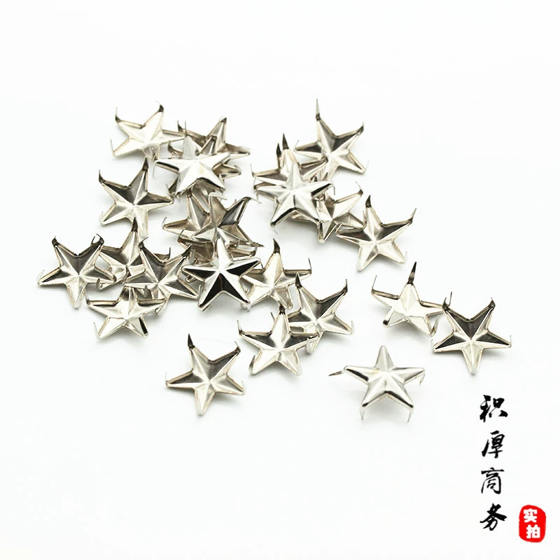 Кросс-бордерные DIY заклепки из железного материала с серебряным гальваническим покрытием, пятизубые гвозди, пятиконечная звезда, разные размеры для одежды, обуви и сумок