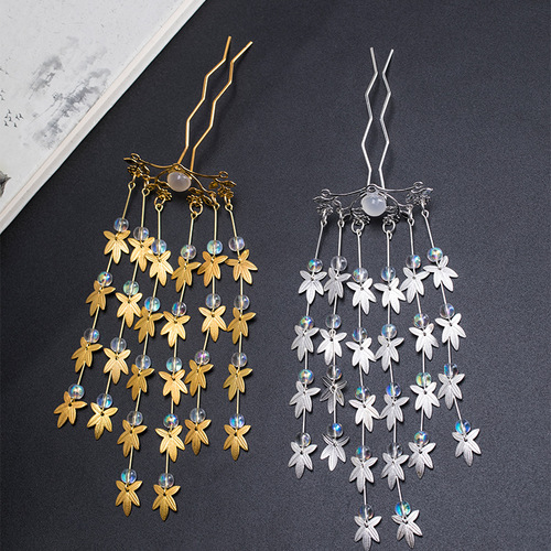 Ancient style hairpins, costumes and headwear, tassel hairpins, ancient Hanfu super fairy hair accessories 15.6GF096