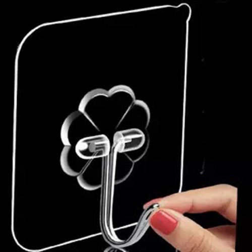 Transparent Seamless Hook Strong Adhesive Hook Pattern Waterproof Hook Kitchen Nano Sticker Nail-free and Punch-free Hook