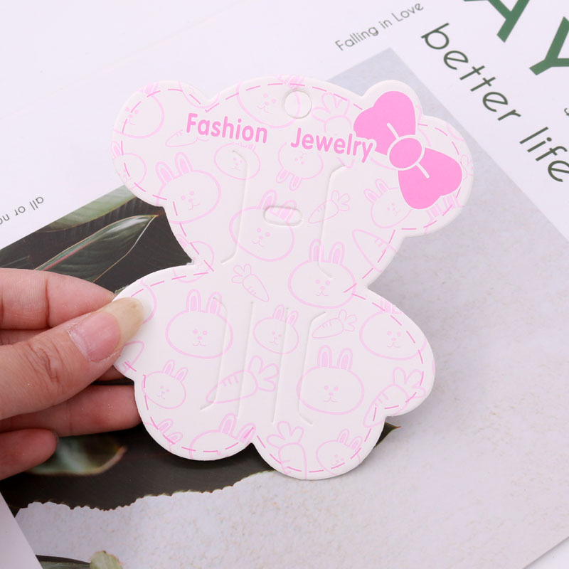 玫红色小熊卡通头饰发卡包装 女款 发夹卡片 饰品包装纸卡