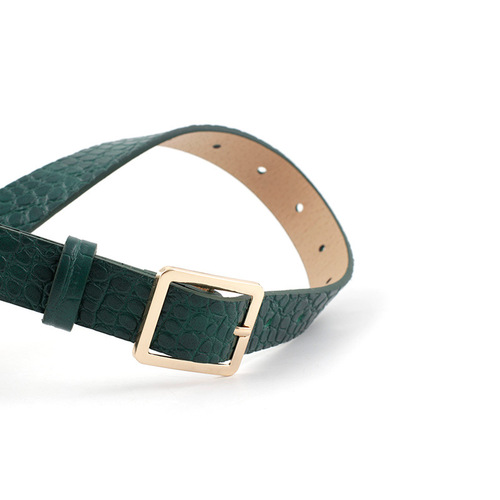 New crocodile pattern belt women's fashion versatile decoration women's square buckle jeans dress belt manufacturer wholesale