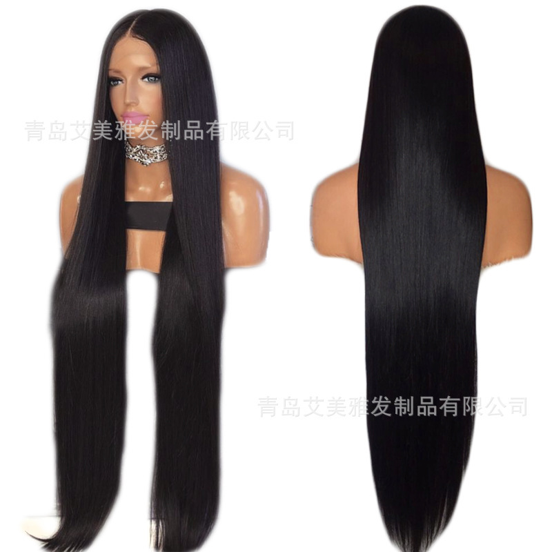 Chemical Fiber front lace wig Amazon AliExpress generation European and American black women's long straight hair 30-inch Chemical Fiber front lace wig Amazon AliExpress generation European and American black women's long straight hair 30-inch