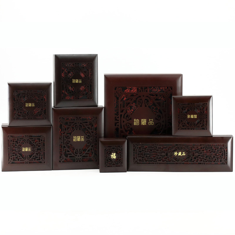 木盒首饰包装 雕刻四边福字礼品盒厂家 木质礼盒包装厂家批发