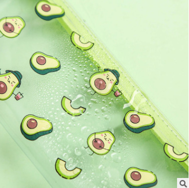 Cute avocado transparent quicksand pencil bag Cartoon Hyuna transparent pencil bag ins style cosmetic bag