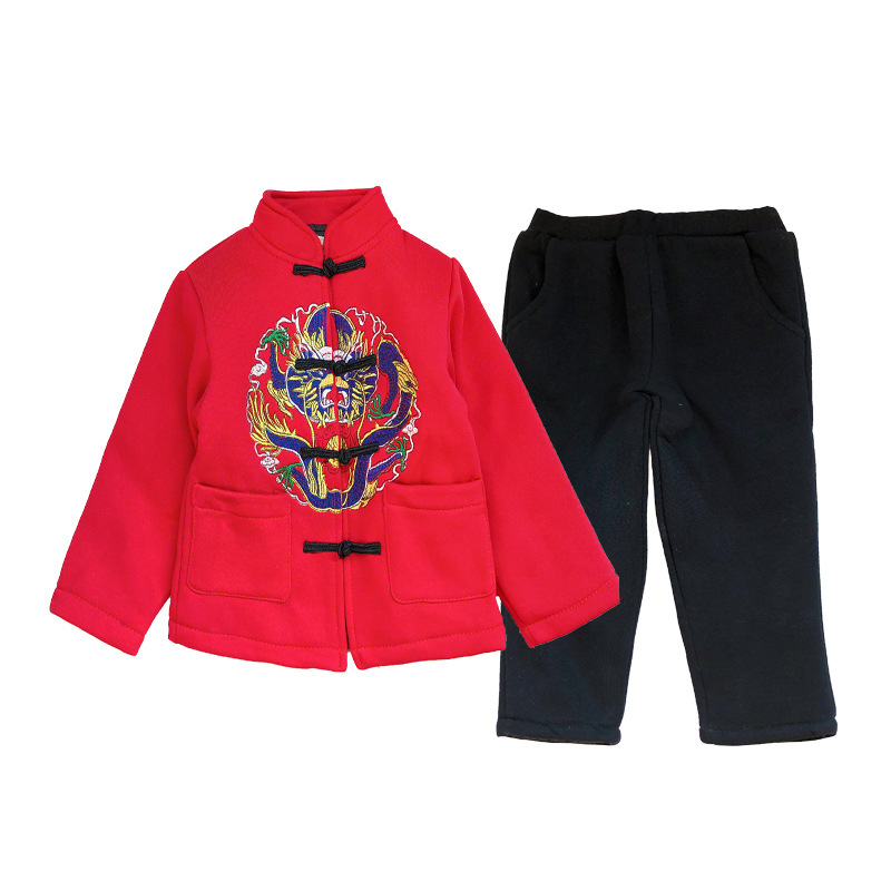Ropa para padres e hijos Hanfu invierno 2023 estilo chino Año nuevo saludo ropa año nuevo para niños traje Tang niños y niñas suéter borla versión 87