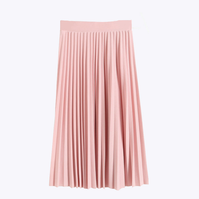 European Station Spring and Summer New Chiffon Skirt Mid-Length Pleated Skirt Elastic High Waist Slim Fit Loose Half